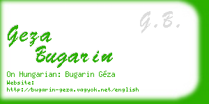 geza bugarin business card